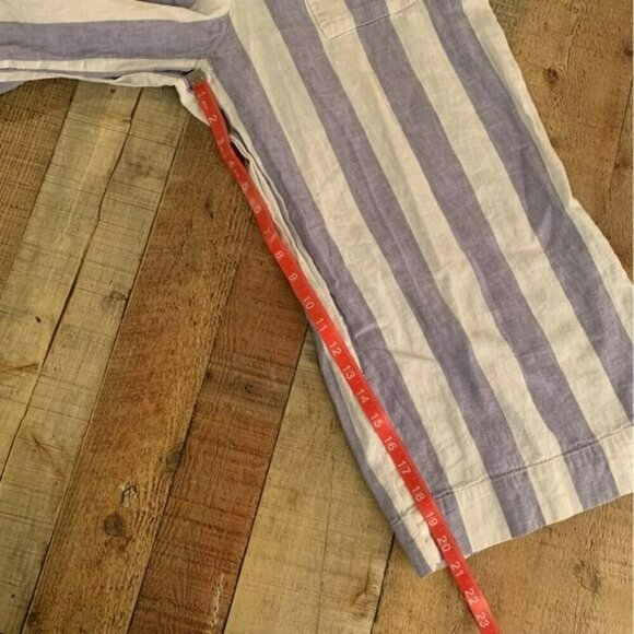 Beach lunch lounge womens tank cropped romper in blue and white striped -S - Picture 3 of 10